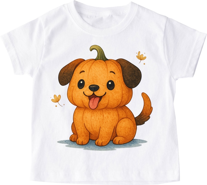 Biała koszulka na Dzień Dyni z dynią w kształcie psa