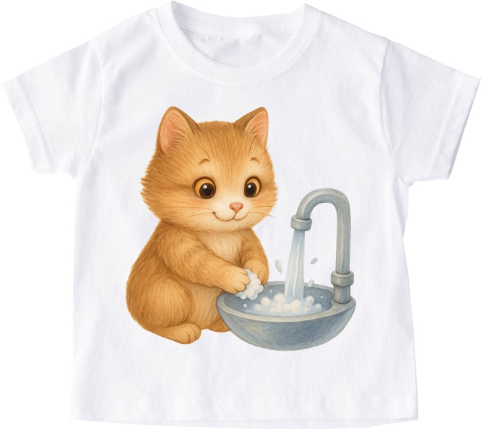 Koszulka na Dzień Mycia Rąk Z kotem myjącym ręce