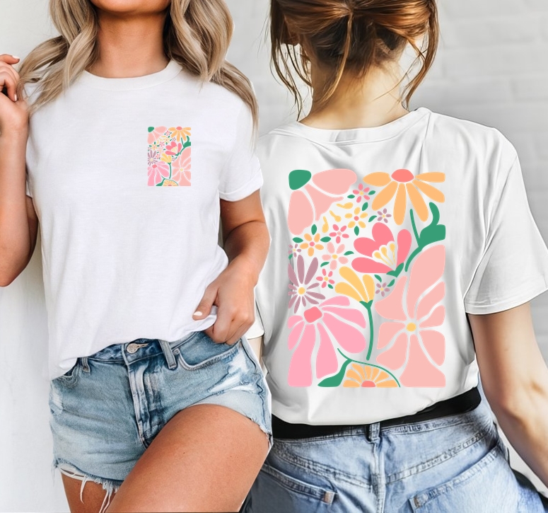 Koszulka z nadrukiem - kwiaty - wzór g14