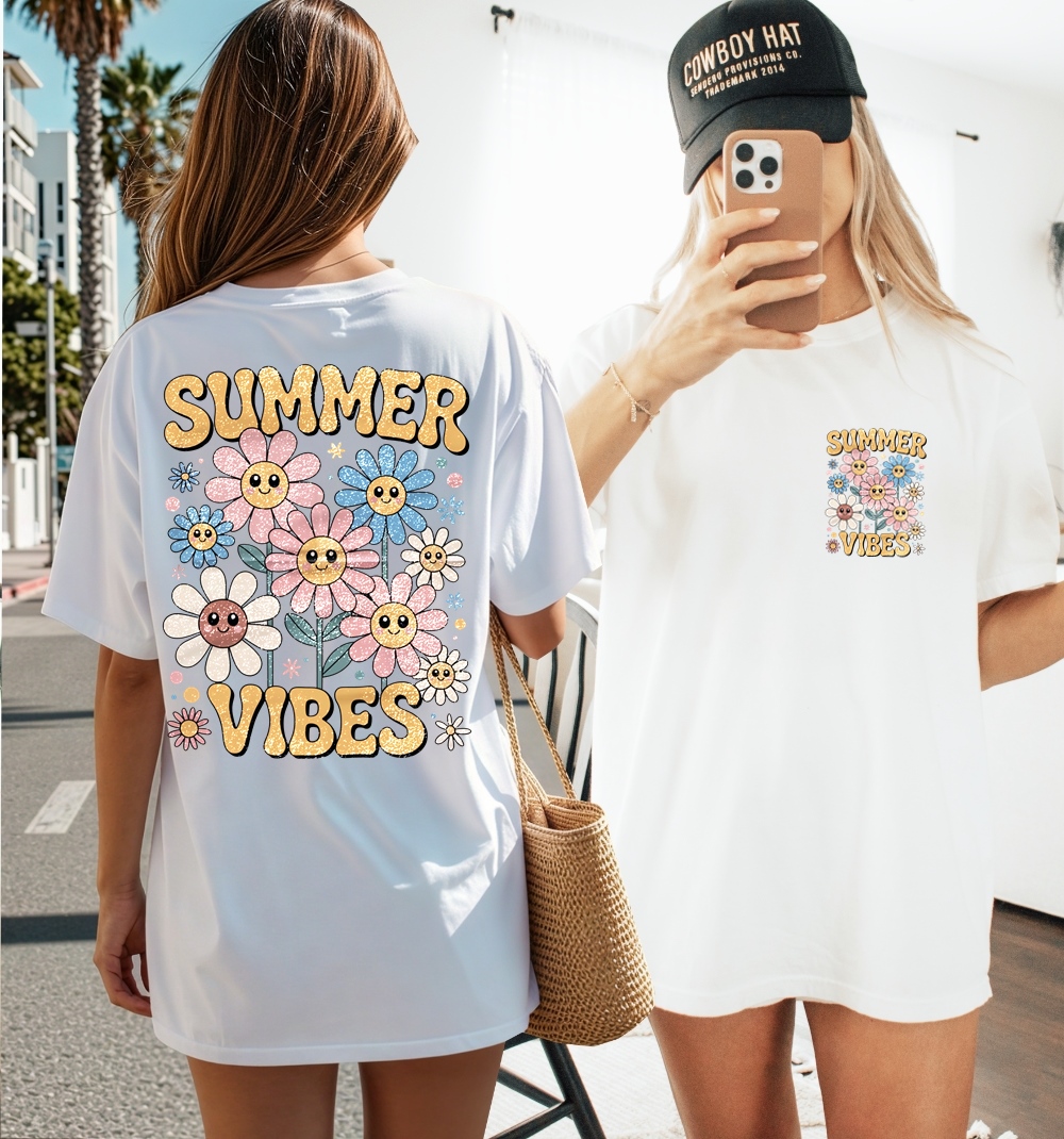 Biała damska koszulka oversize summer vibes