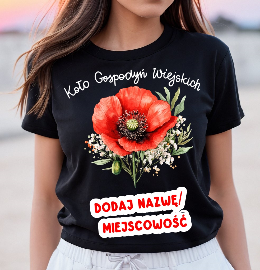 Personalizowana Koszulka dla koła gospodyń wiejskich z makami dodaj nazwą koła /miejscowość wzór folk21