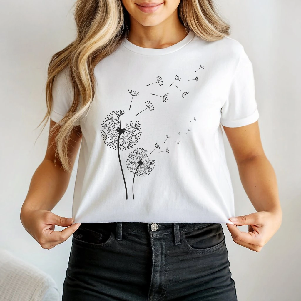 Koszulka biała z nadrukiem z dmuchawcami c168