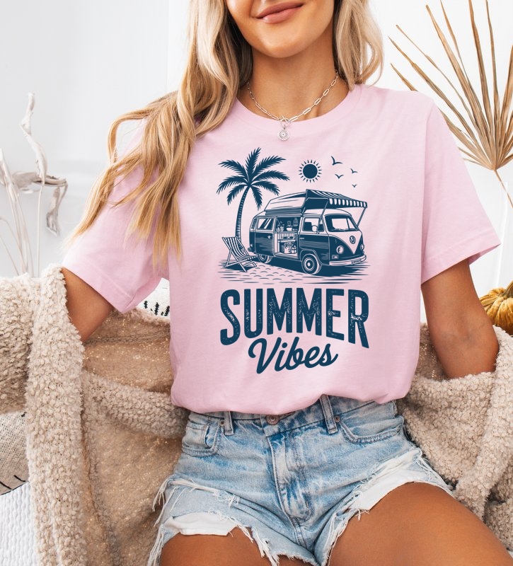 Różowa Damska koszulka summer vibes