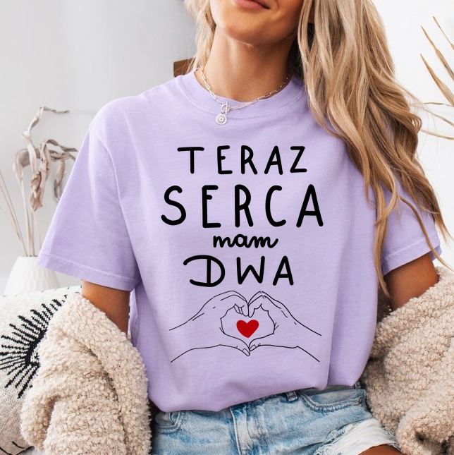 Fiołkowa koszulka ciążowa damska - dla przyszłej mamy