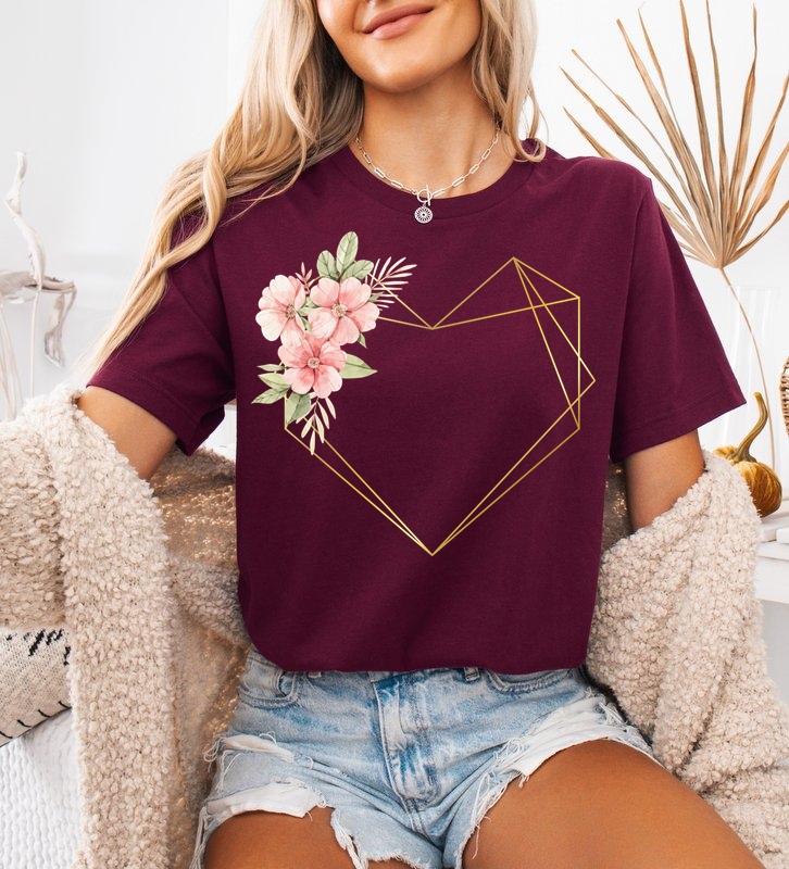 Burgundowa koszulka z sercem