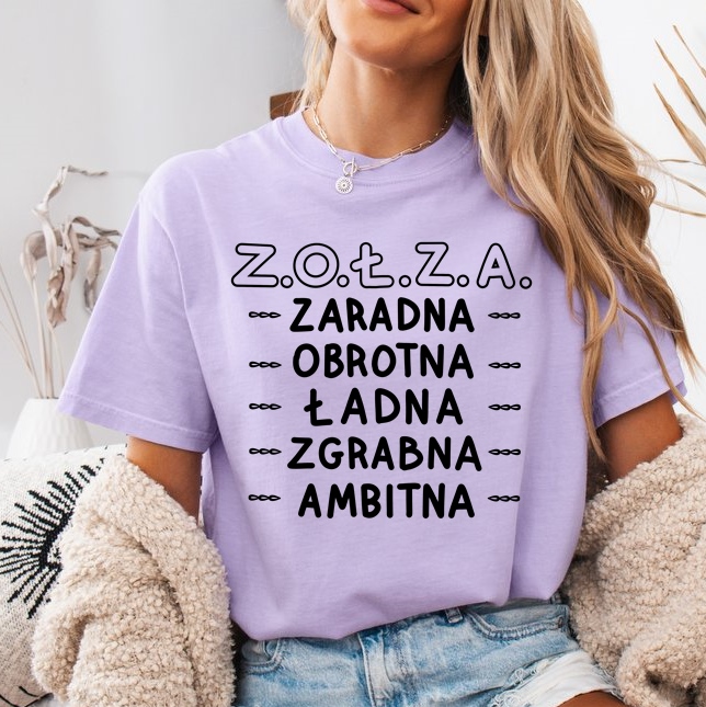 Fiołkowa koszulka damska ZOŁZA ZARADNA OBROTNA