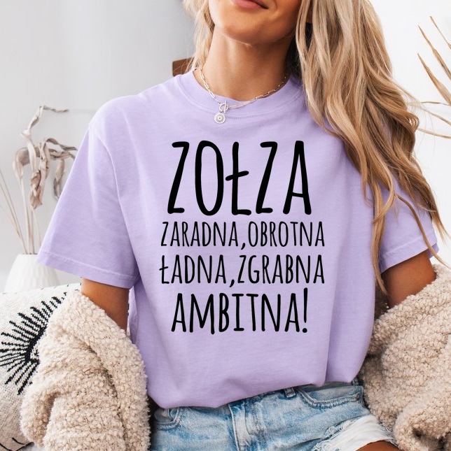 Fiołkowa koszulka damska ZOŁZA ZARADNA OBROTNA