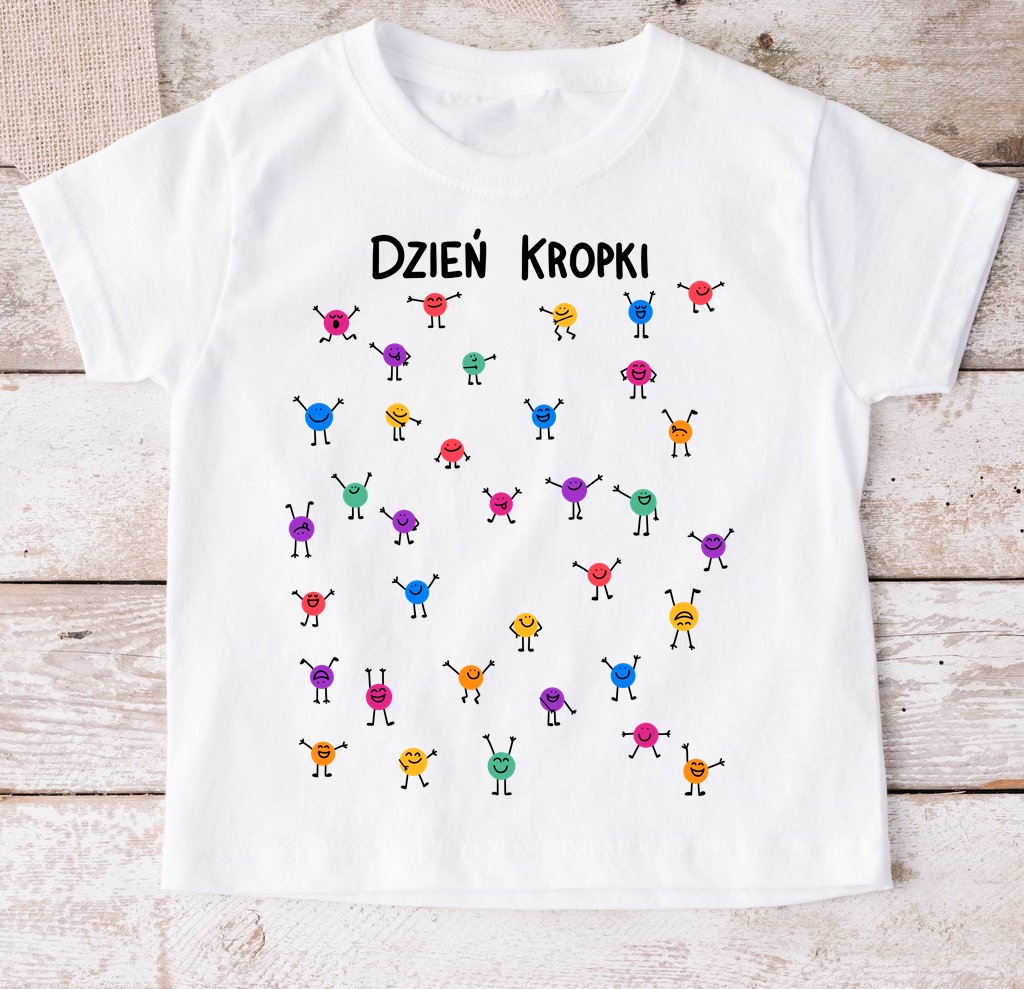 Koszulka dla dziecka w kropki na DZIEŃ KROPKI DO przedszkola - wzórkropki23