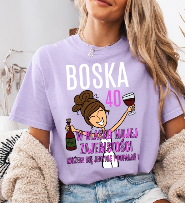 Damska koszulka na 40 lat na czterdziestkę dla brunetki