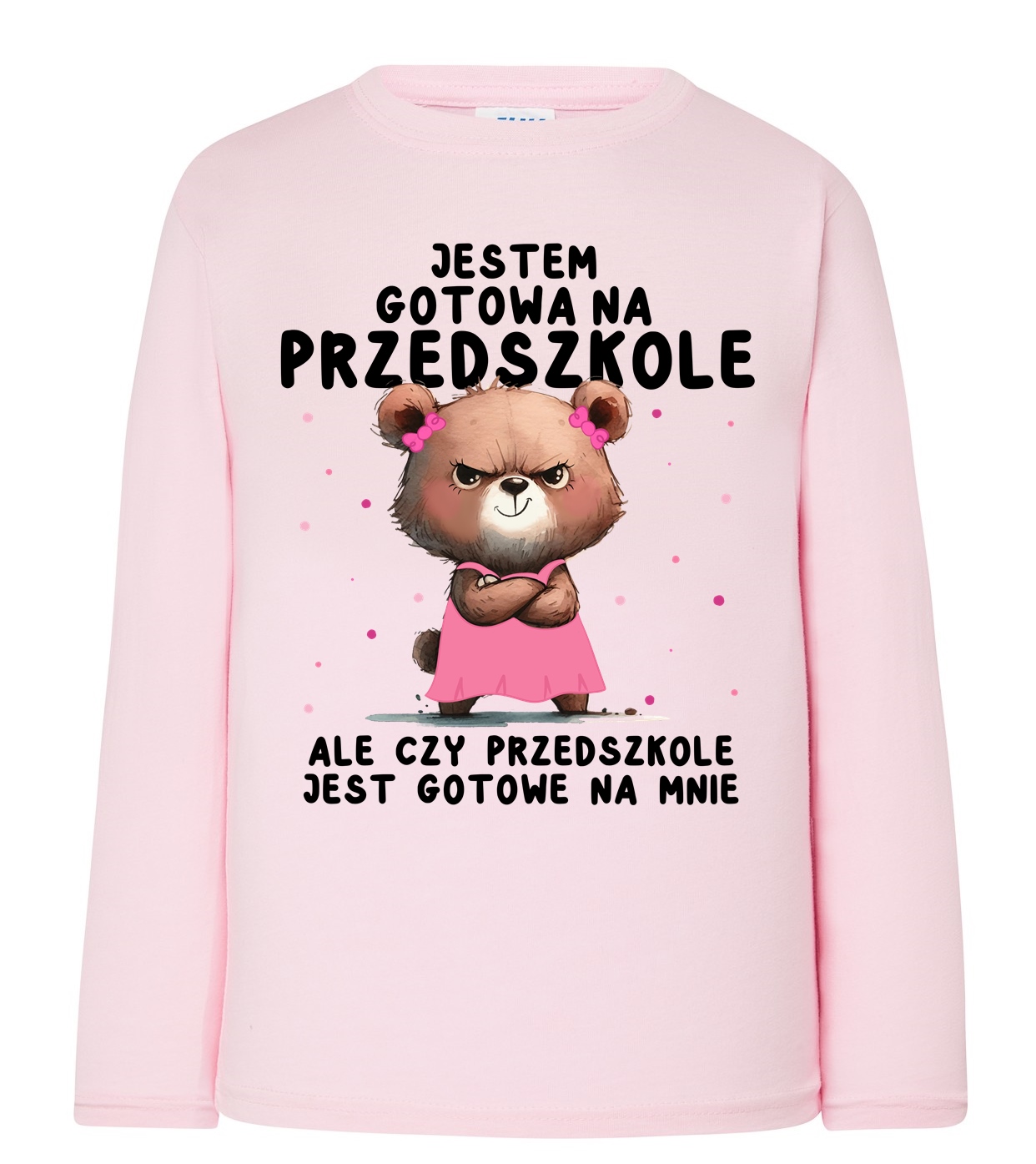 Różowa Koszulka z długim rękawkiem jestem gotowa na przedszkole