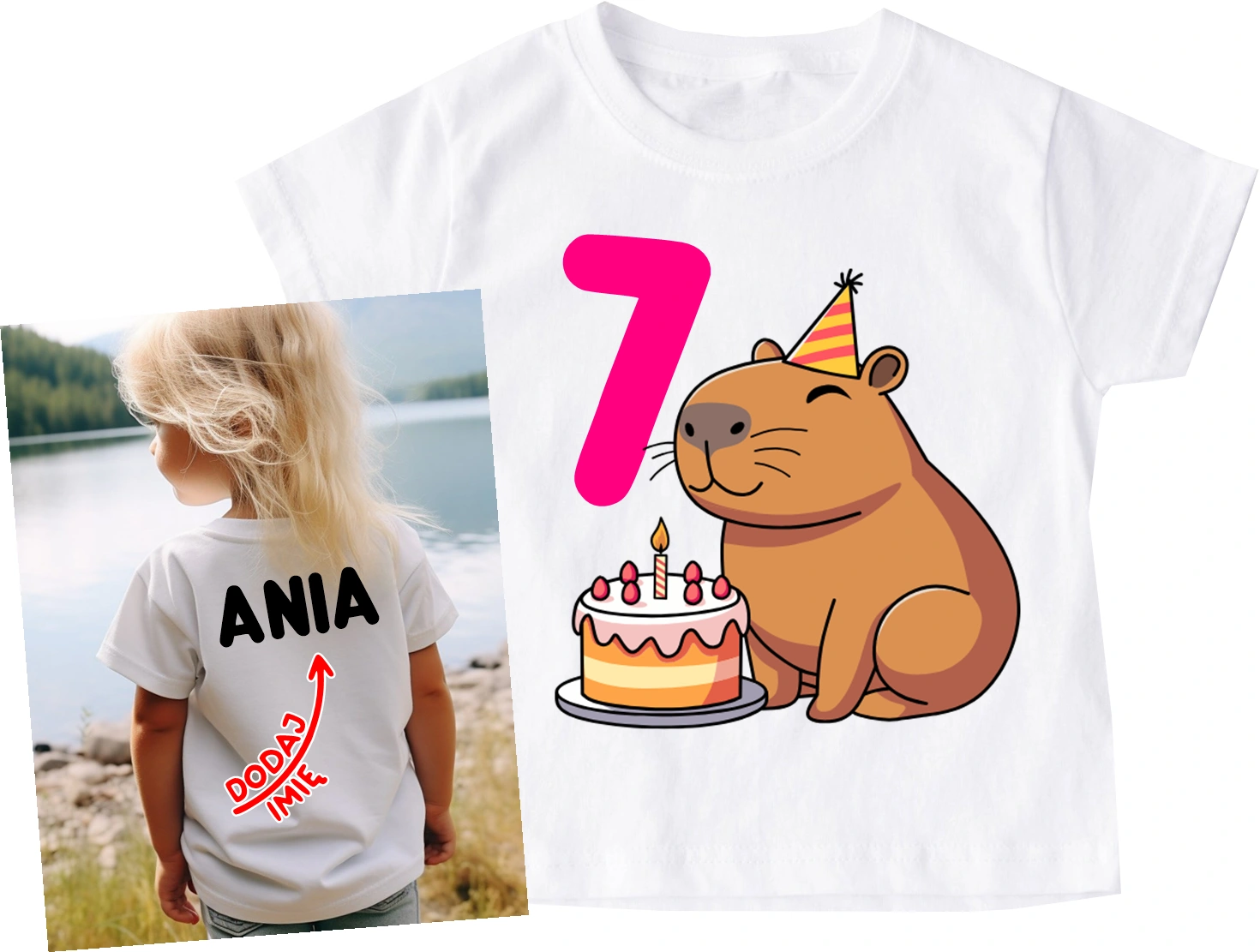Koszulka dla dziewczynki na 7 urodziny z imieniem