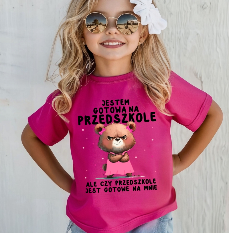 Różowa koszulka dla dziewczynki do przedszkola