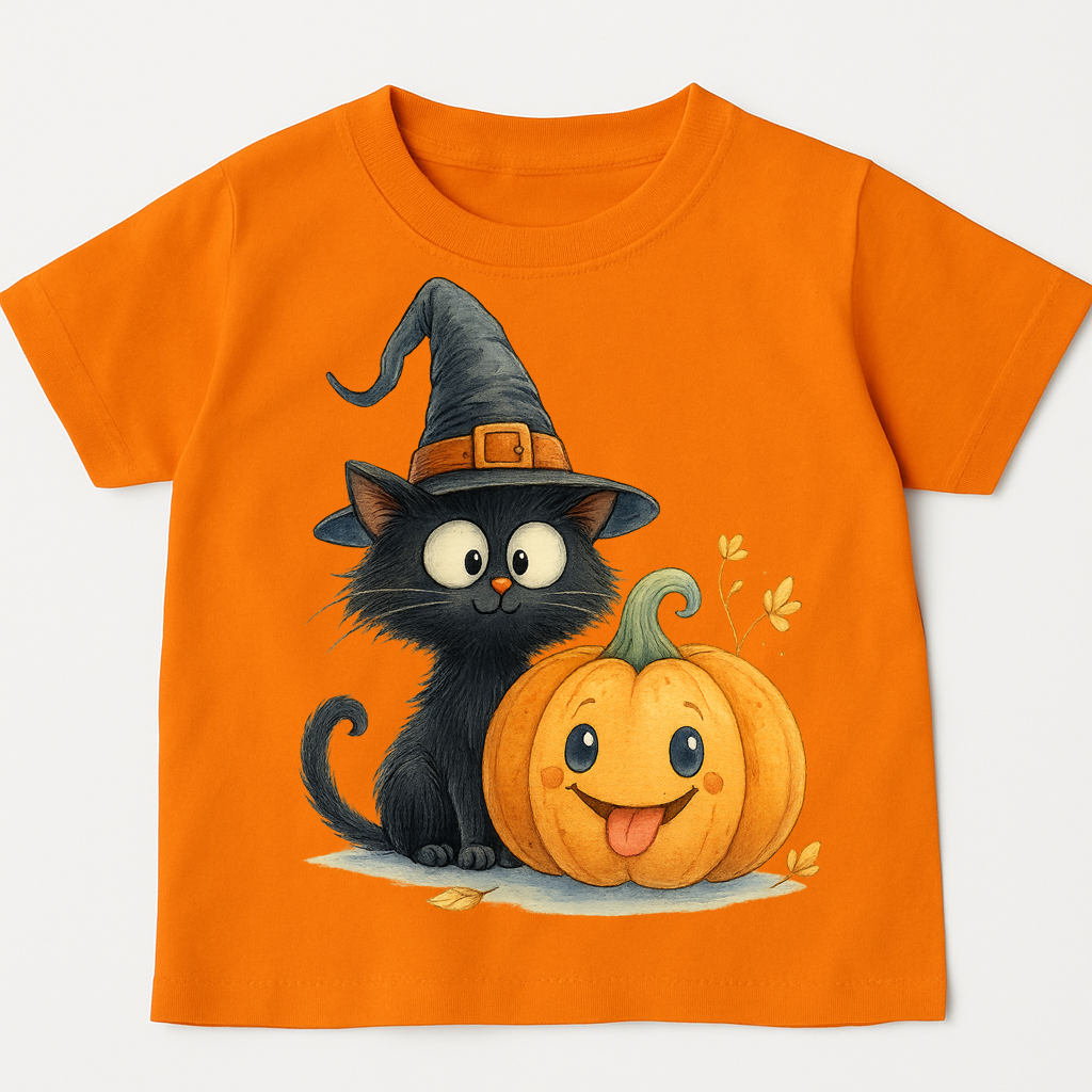 Pomarańczowa koszulka z dyniami na dzień dyni - kotdynia71