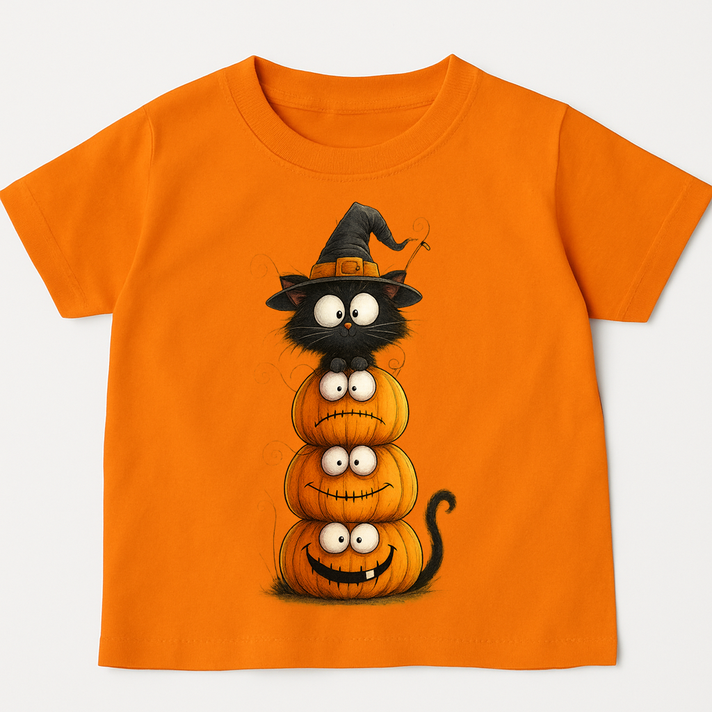 Pomarańczowa koszulka z dyniami na dzień dyni - kotdynia72