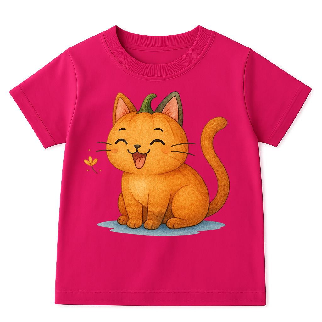 Fuksjowa koszulka dla dziewczynki z dynią - WZÓR kotdynia