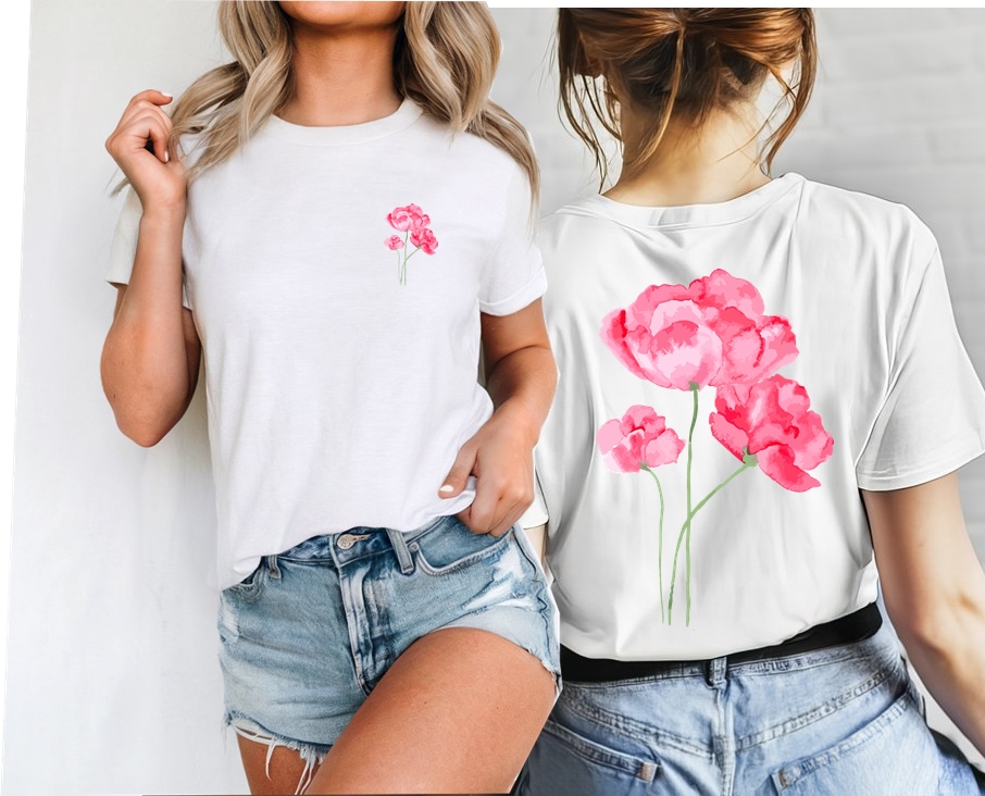 Koszulka damska w kwiaty - wzór kwiatki