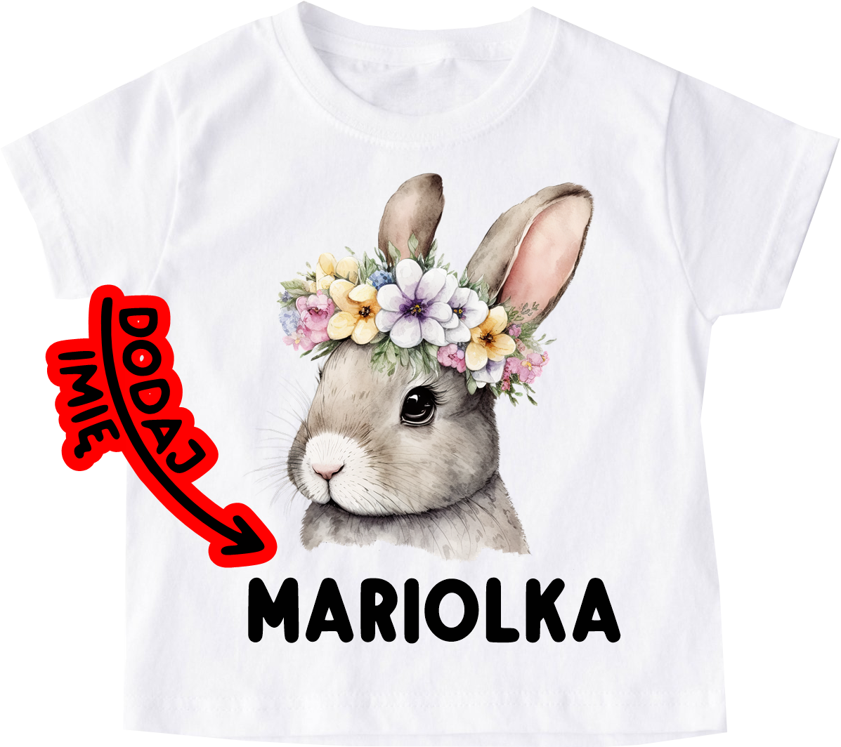 Koszulka z królikiem dla dzieci do szkoły - dodaj imię do królika