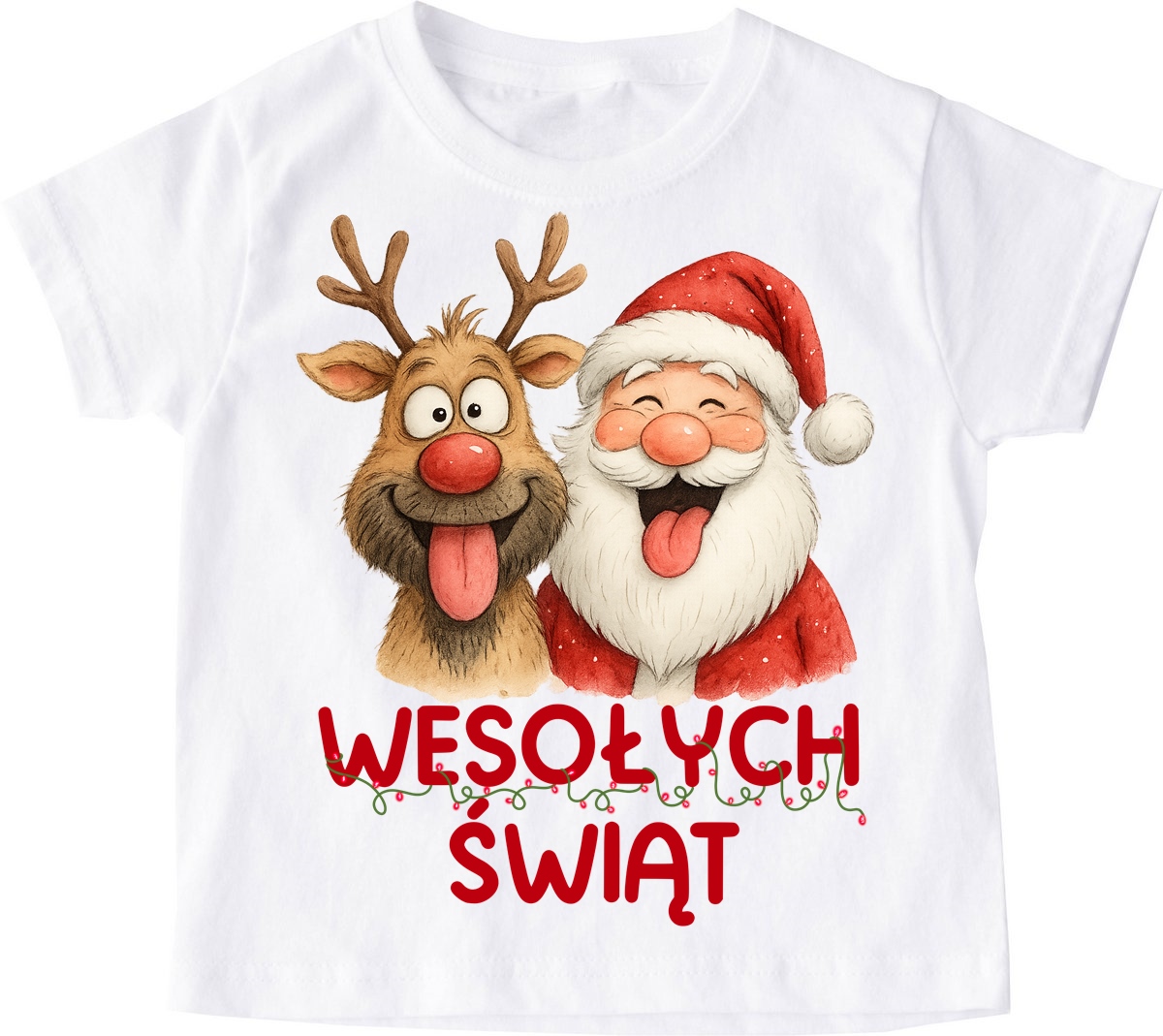 Koszulka dla dziecka z Mikołajem i Reniferem na Mikołajki - wesołych świąt - wzór wesołych40