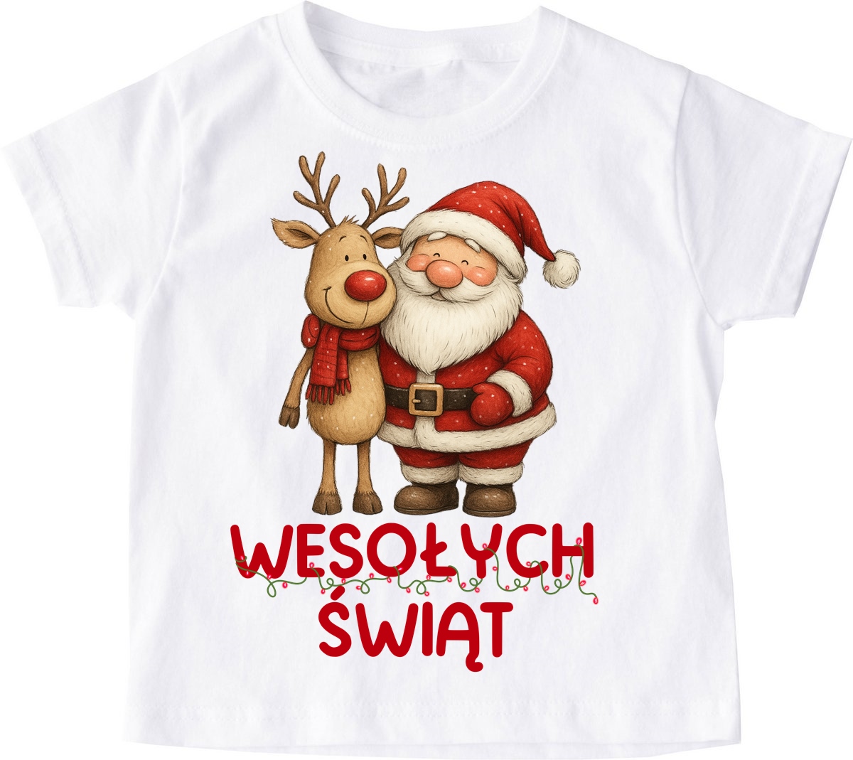 Koszulka dla dziecka z Mikołajem i Reniferem na Mikołajki - wesołych świąt - wzór wesołych47