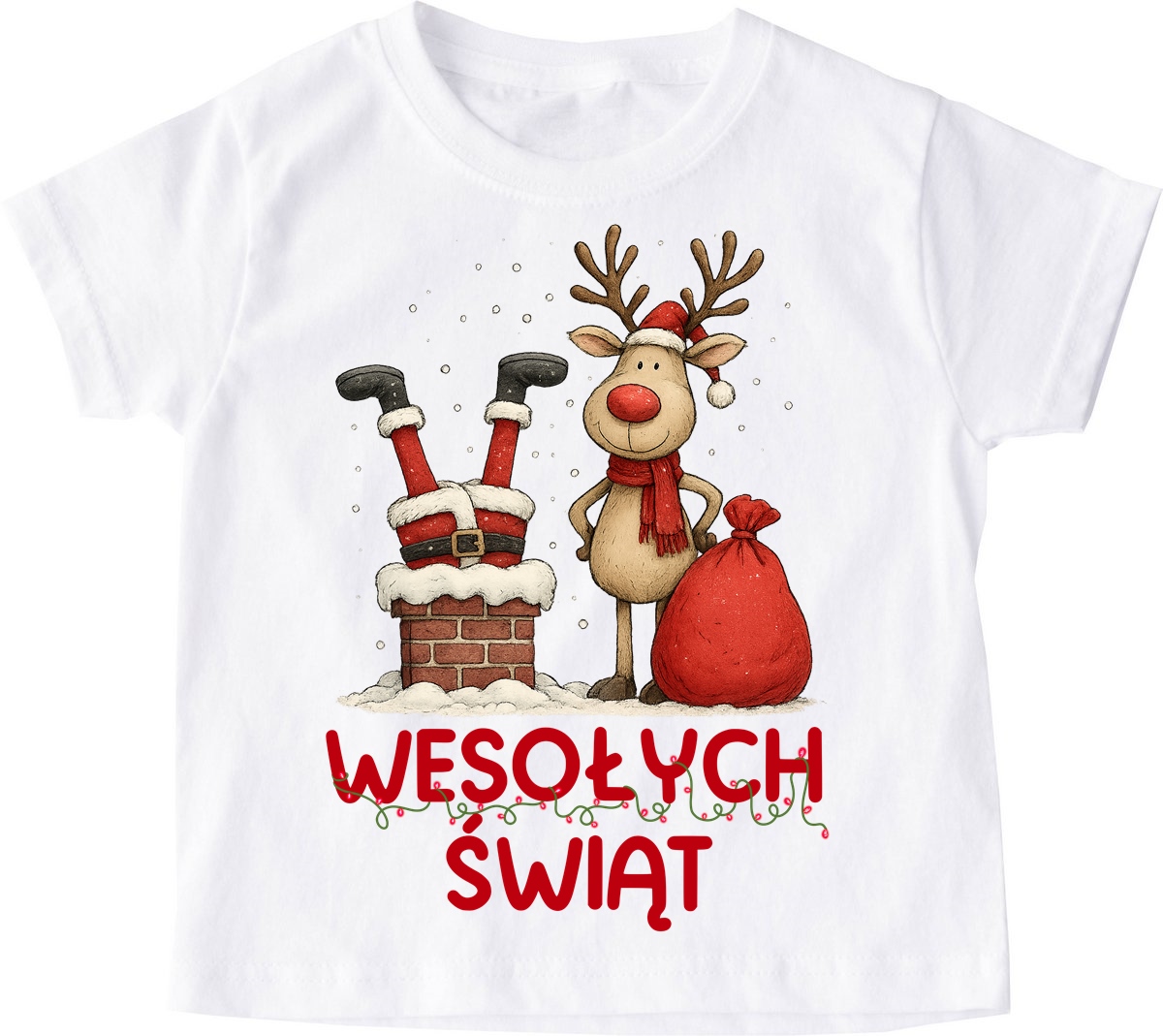 Koszulka dla dziecka z Mikołajem i Reniferem na Mikołajki - wesołych świąt - wzór wesołych50