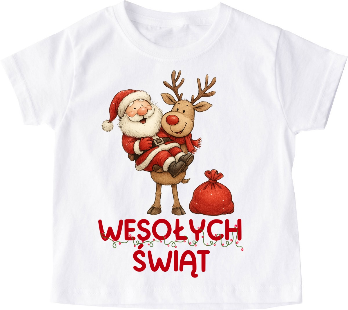 Koszulka dla dziecka z Mikołajem i Reniferem na Mikołajki - wesołych świąt - wzór wesołych49