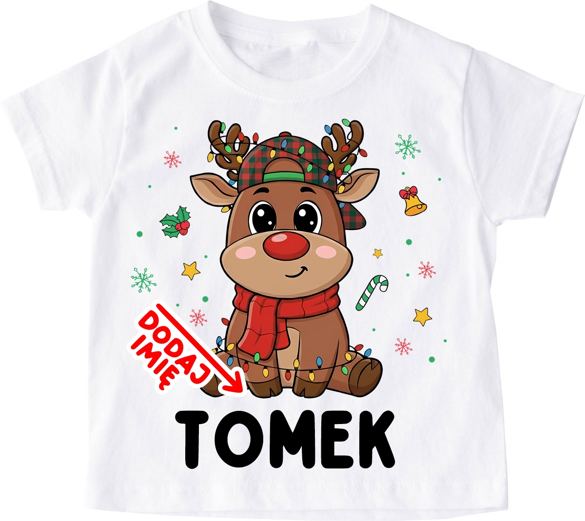Koszulka dla chłopaka na Mikołajki klasowe z reniferem i imieniem