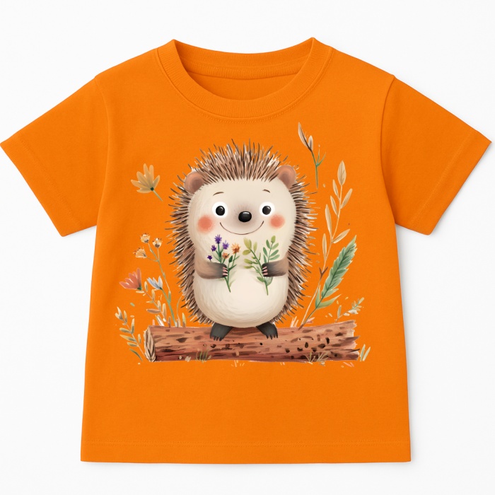 Pomarańczowa koszulka z Jeżem na Dzień Jeża - wzór jeż125