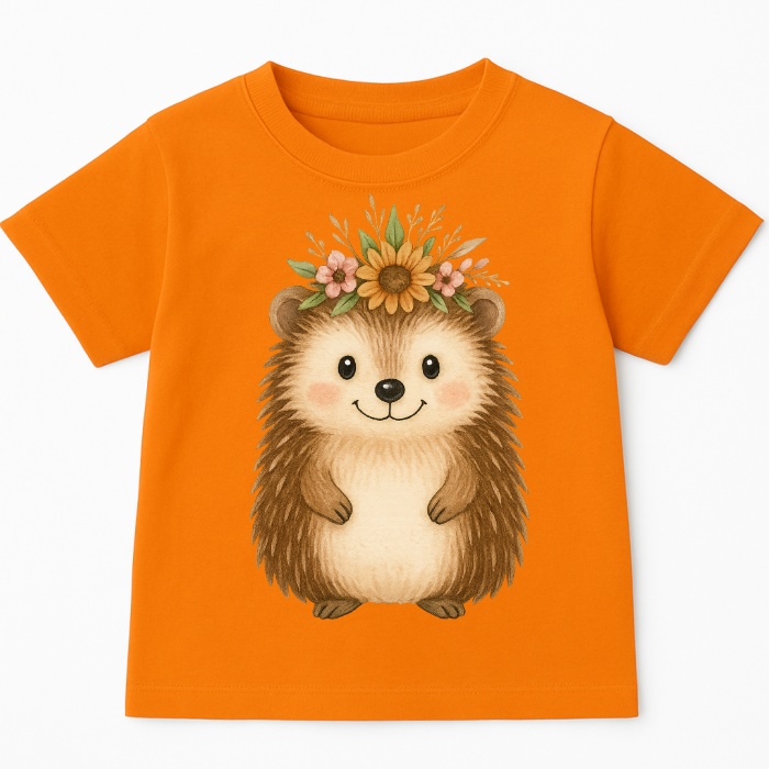 Pomarańczowa koszulka z Jeżem na Dzień Jeża - wzór jeż92