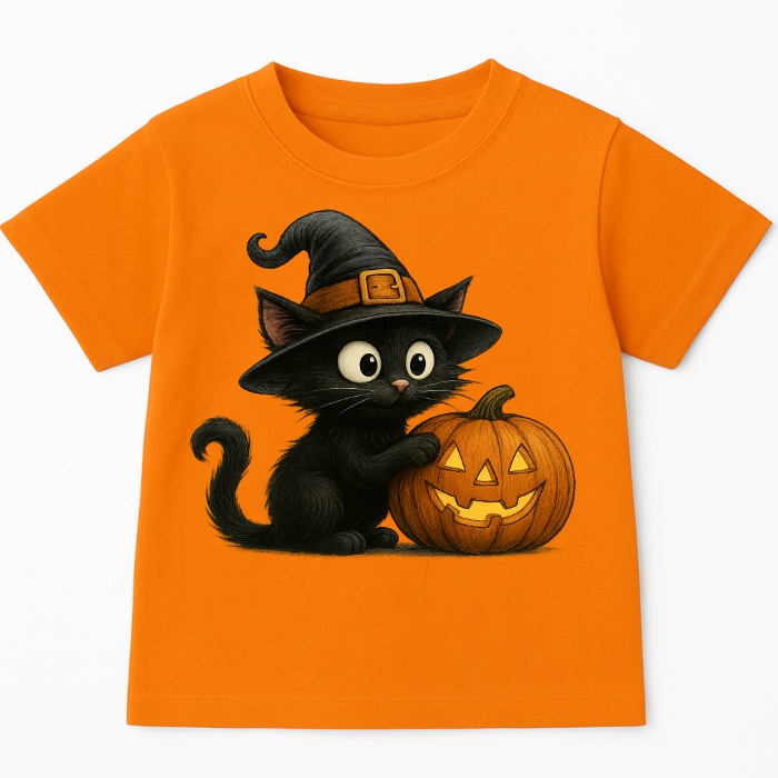 Pomarańczowa koszulka z dyniami na dzień dyni - kotdynia77