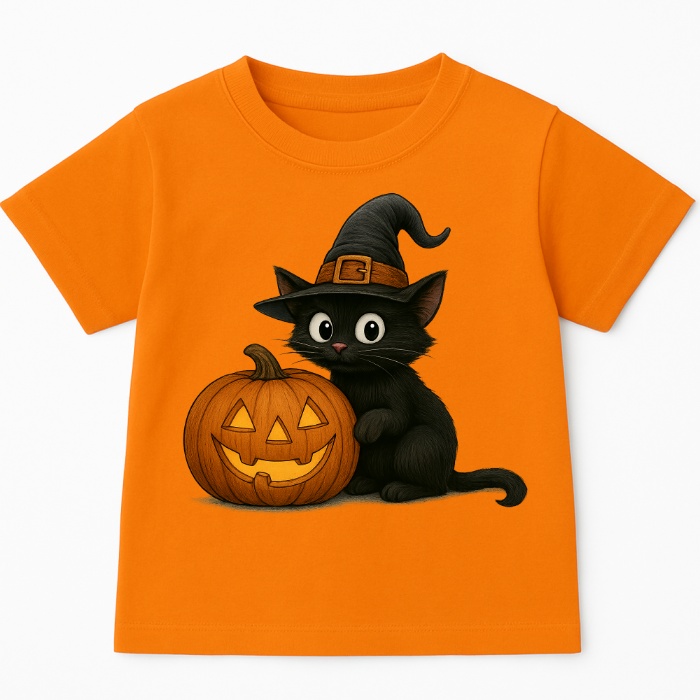 Pomarańczowa koszulka z dyniami na dzień dyni - kotdynia78