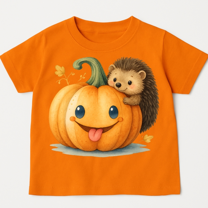 Pomarańczowa koszulka NA DZIEŃ DYNI Z jeżem i dynią - wzór jeżdynia24