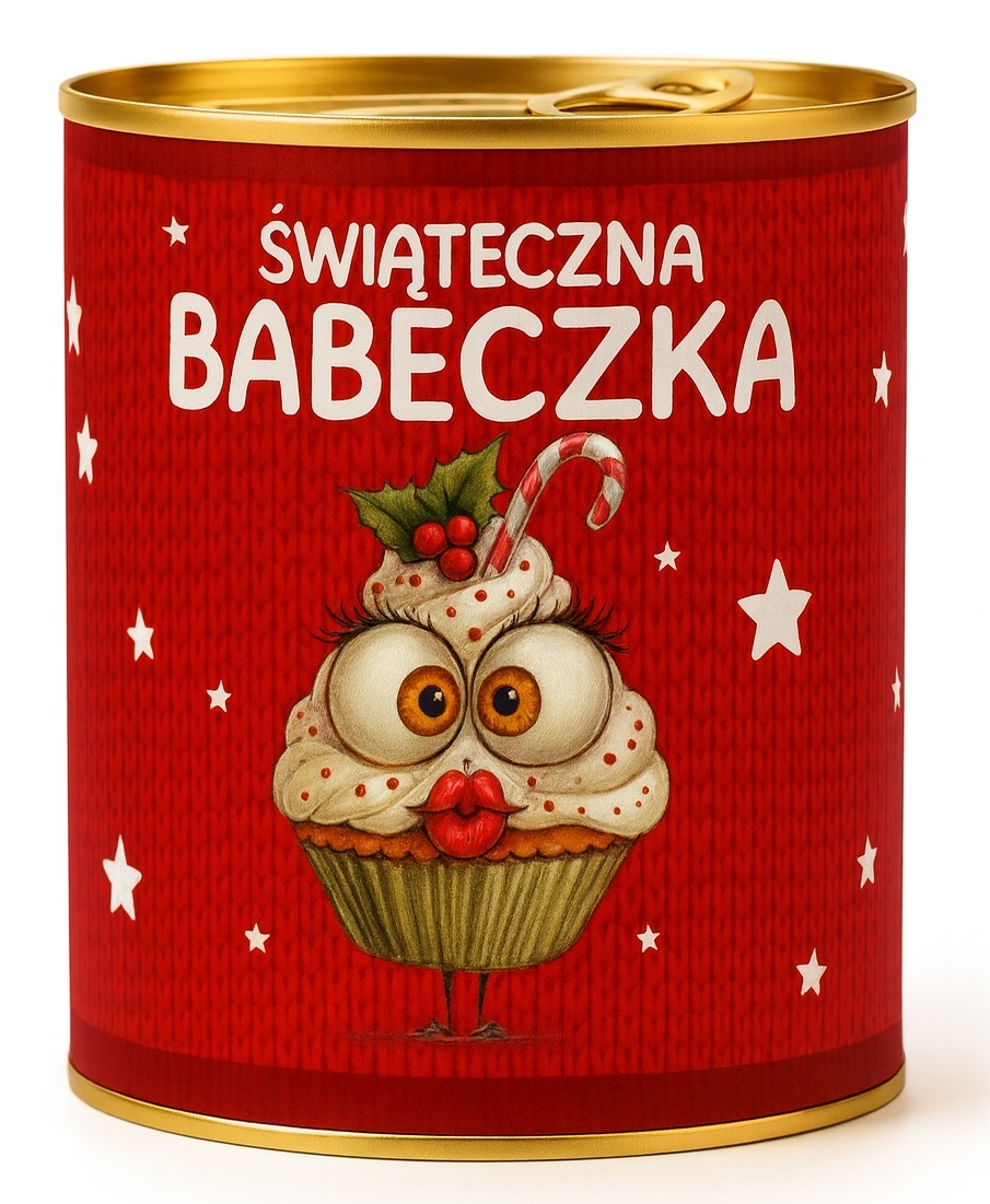 Pakowanie koszulki w puszkę - wzór świąteczny ŚWIĄTECZNA BABECZKA