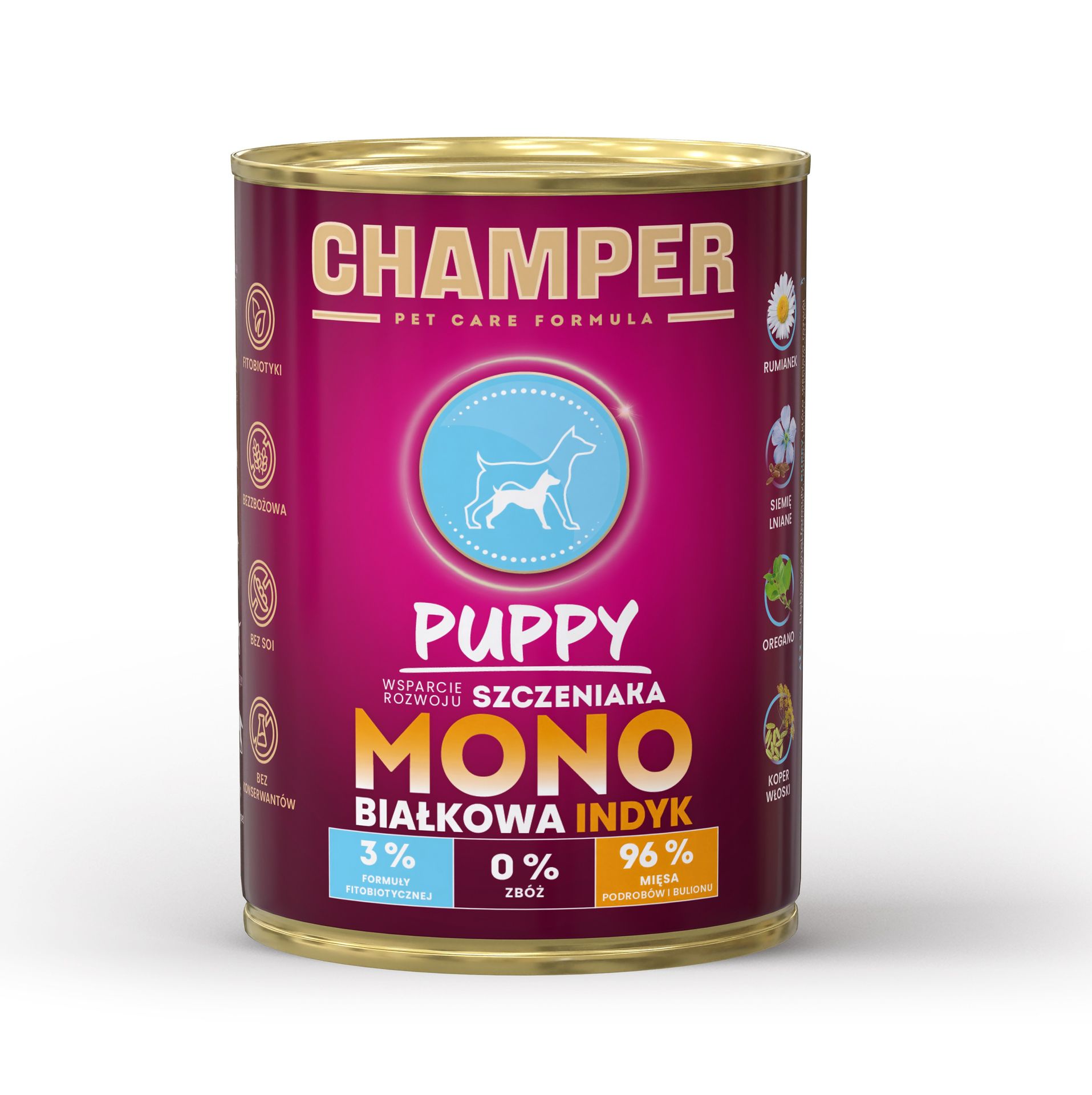 CHAMPER Puppy Monobiałkowa Indyk - mokra karma dla psa - 400g