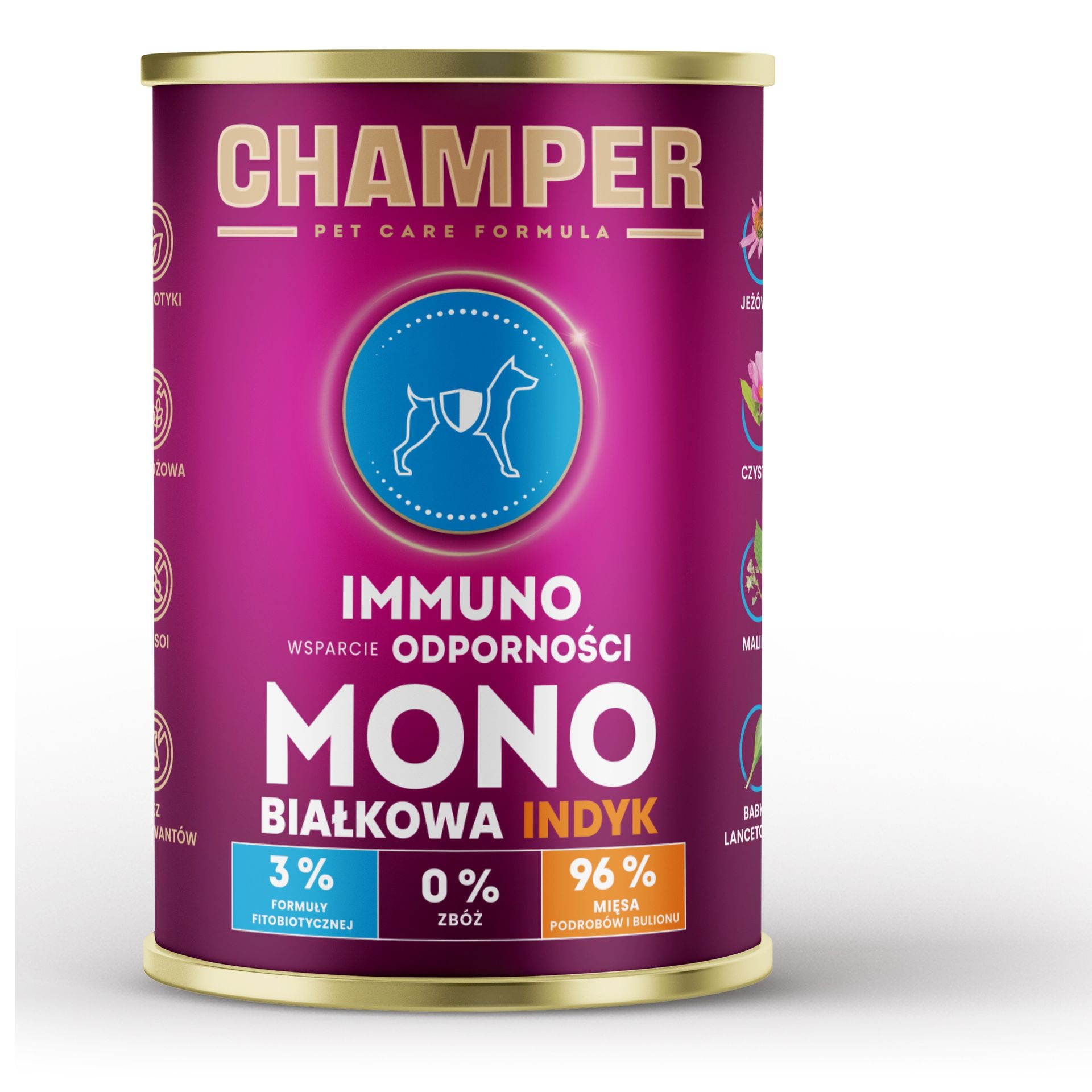 CHAMPER Immuno Monobiałkowa Indyk - mokra karma dla psa - 400g