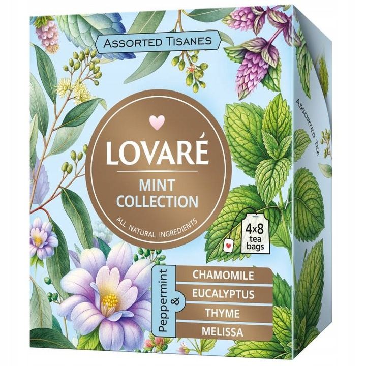 Zestaw herbat Assorted herbal tea MINT, Lovare, 4 rodzaje po 8 szt.
