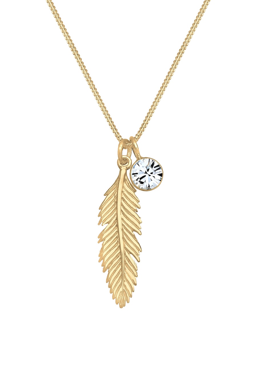 Elli Damski wisiorek z piórami Boho z kryształami srebro 925 Sterling Silver Naszyjniki 1 ct