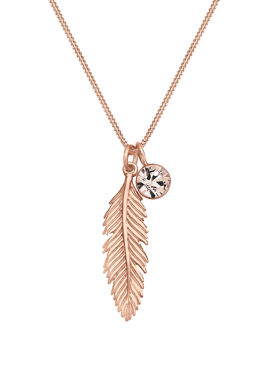 Elli Damski wisiorek z piórami Boho z kryształami srebro 925 Sterling Silver Naszyjniki 1 ct