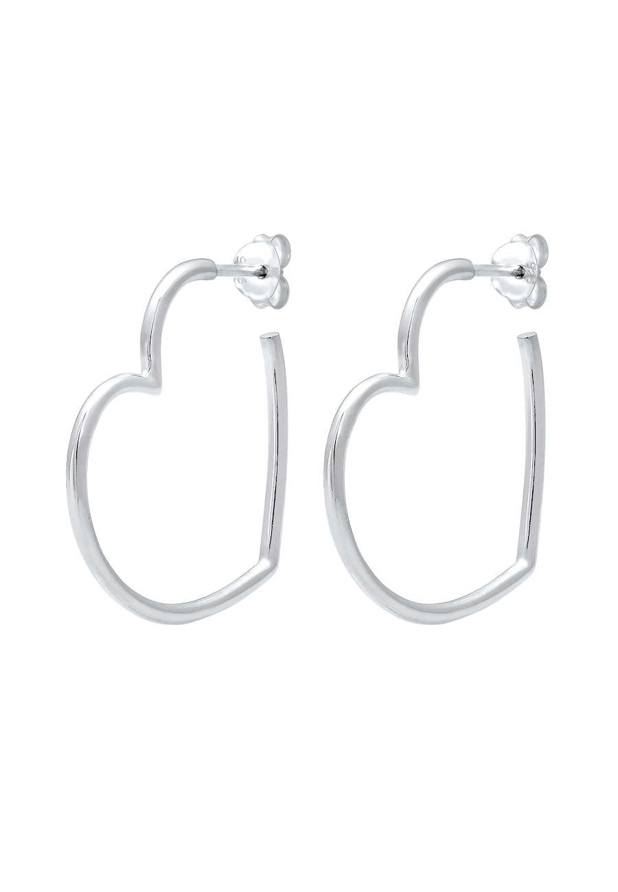Elli Damskie kreole serce filigranowee w srebrze próby 925 Sterling Silver Kolczyki koła 1 ct
