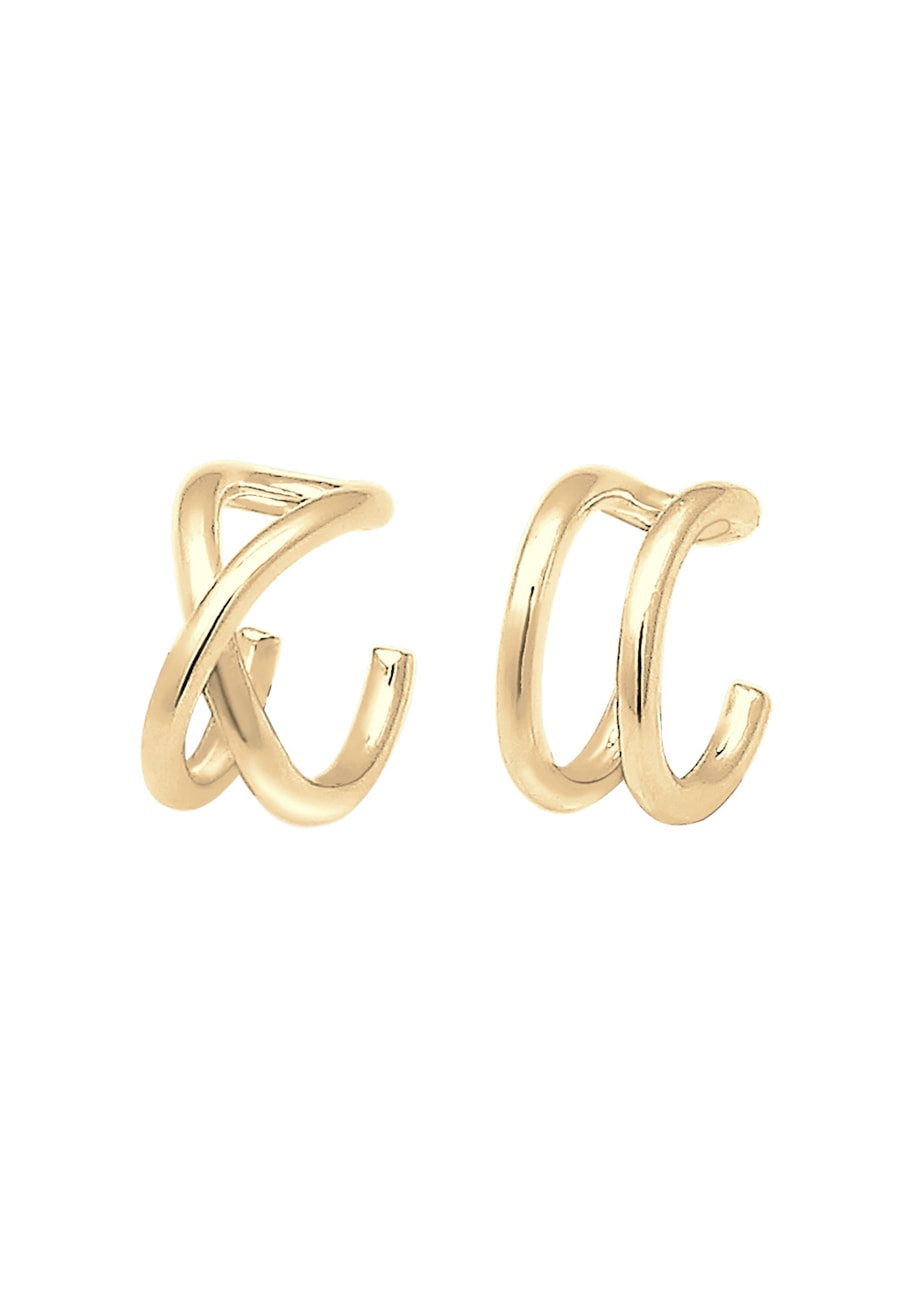 Elli Damski zestaw nausznic Geo Basic Minimal w pozłacanym różowym złotem srebrze 925 Sterling Silver Nausznice 1 ct