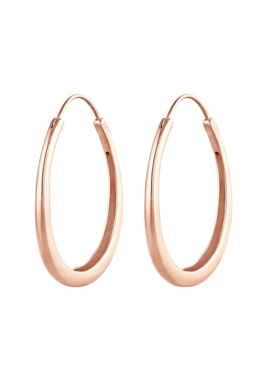 Elli Ladies Creoles Oval Geo Look Basic Trend w 925 Sterling Silver Kolczyki 1 ct Damski