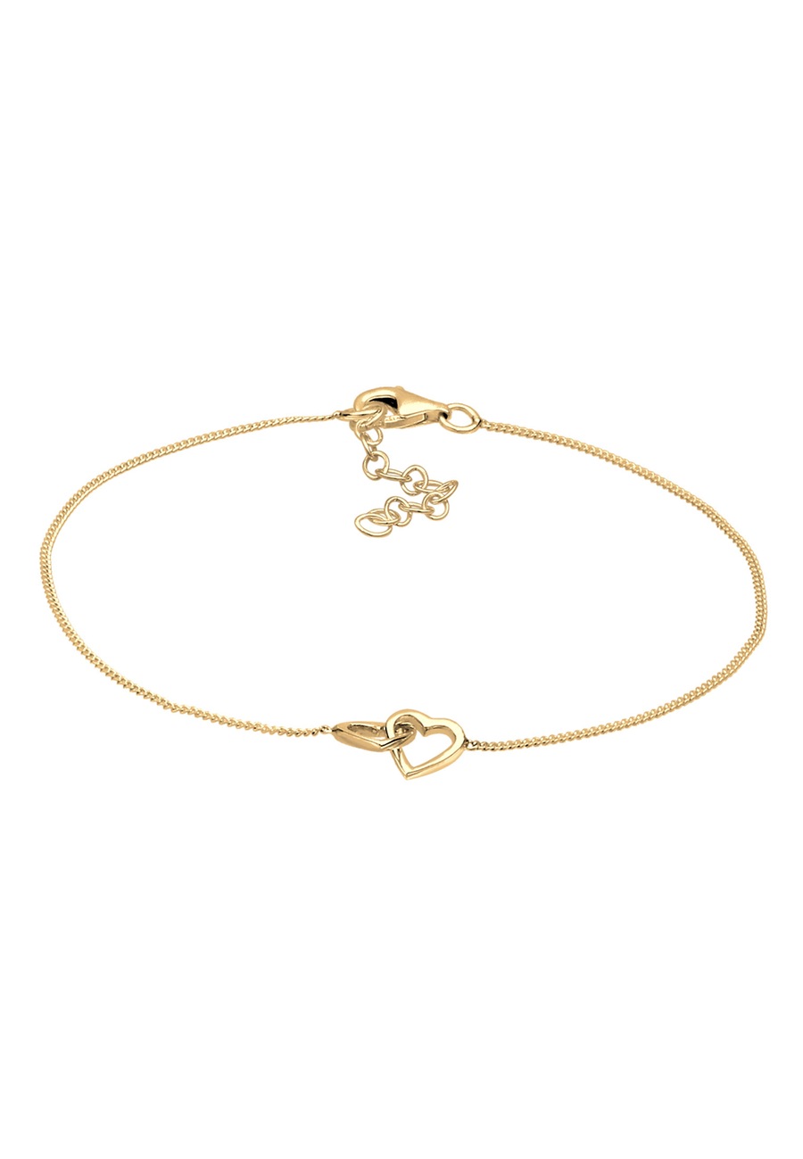Elli Damskie serce splecione połączenie w pozłacanym srebrze 925 Sterling Silver Bransoletki 1 ct
