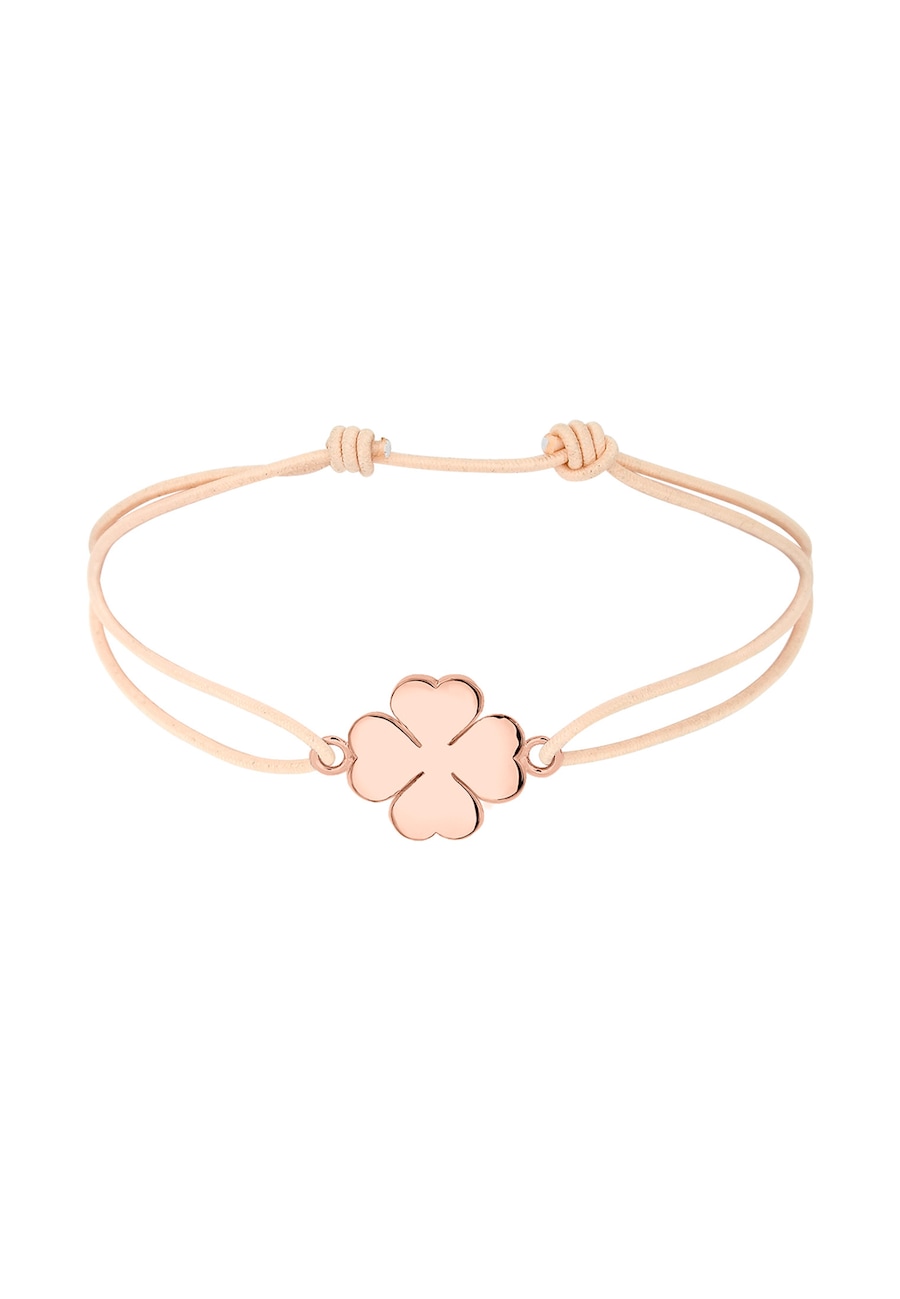Elli Damska koniczynka lucky charm w srebrze próby 925 Sterling Silver pozłacana różowym złotem Bransoletki 1 ct Damski