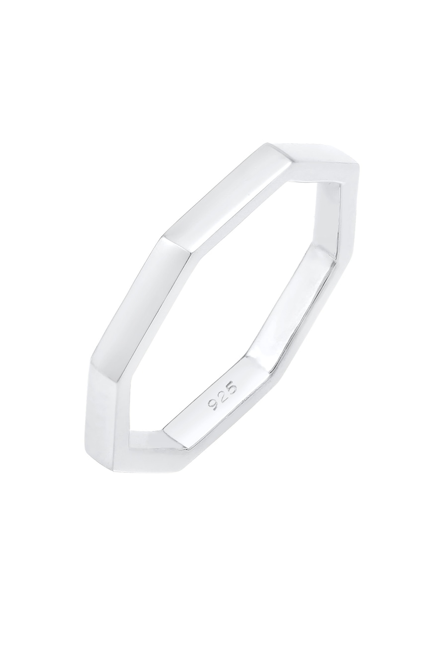 Elli Damski Pinky ośmiokątny Geo Look w srebrze próby 925 Sterling Silver Pierścionki 1 ct