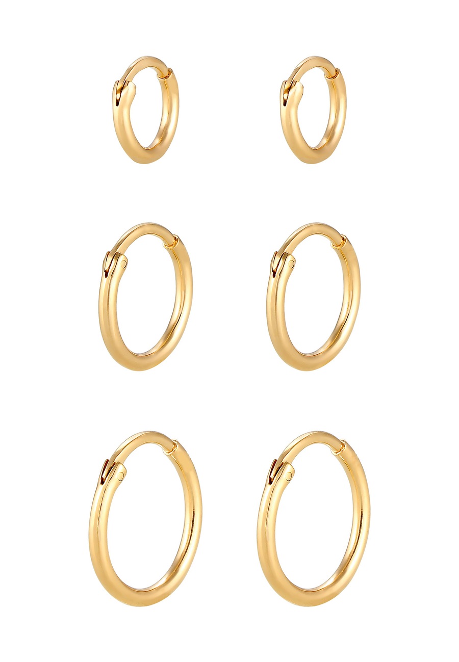 Elli Damski zestaw kreoli Trio Basic Must-Have Trend w srebrze 925 Sterling Silver Kolczyki 1 ct