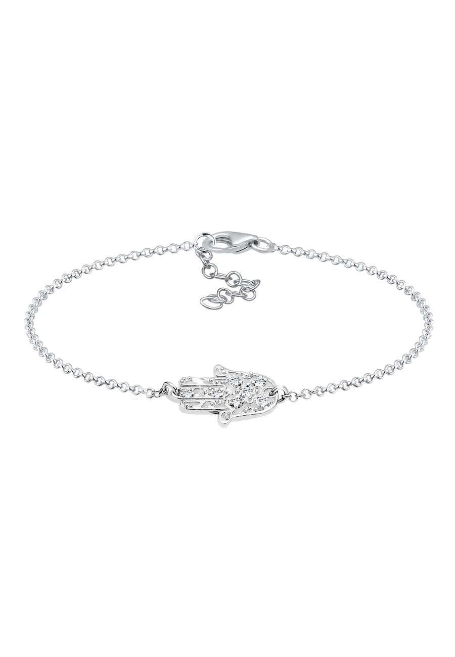 Elli Damska elegancka ręka Hamsa z kryształami ze srebra próby 925 Bransoletki 1 ct Damski