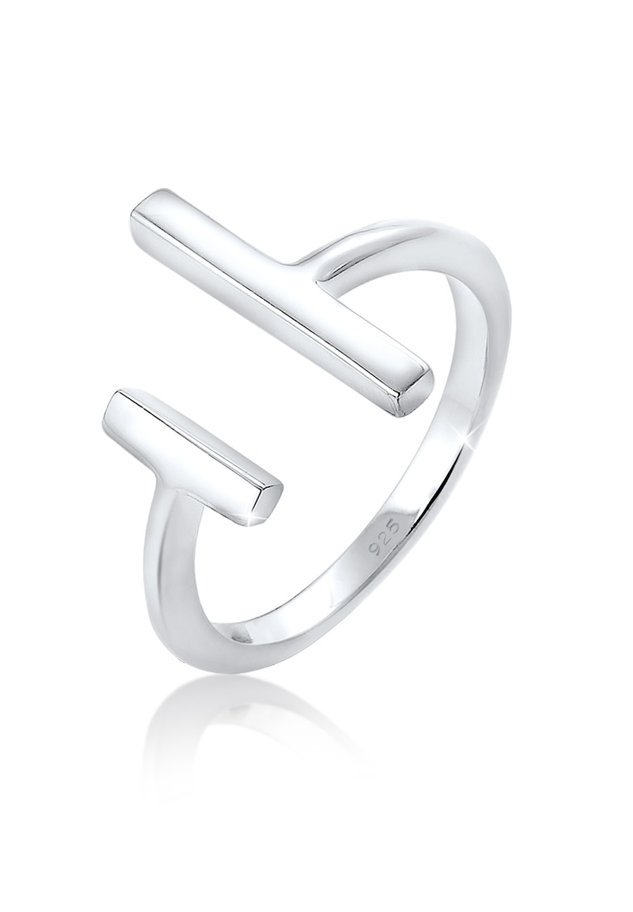 Elli Damski Geo rodowany Open Minimal ze srebra próby 925 Sterling Silver Pierścionki 1 ct