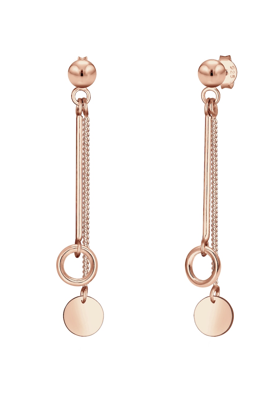 Elli Damskie kolczyki wiszące na łańcuszku Koło Geo Basic w srebrze 925 Sterling Silver Kolczyki 1 ct