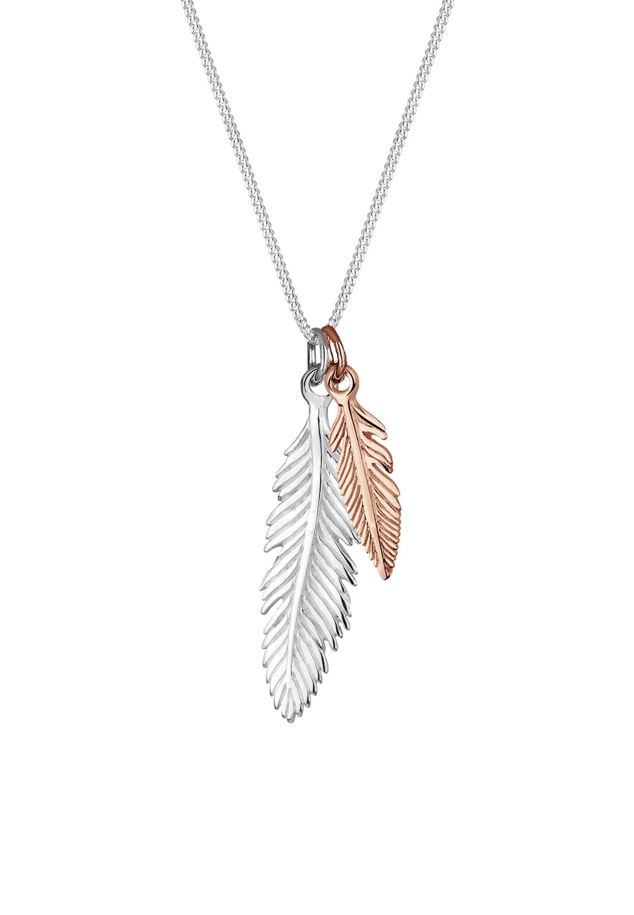 Elli Damski pióro wisiorek Boho Look Trend dwukolorowy ze srebra próby 925 Sterling Silver Naszyjniki 1 ct