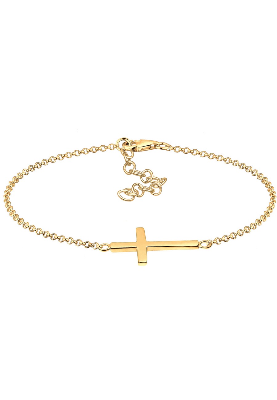 Elli Damski krzyż wiara w srebrze próby 925 Sterling Silver pozłacane różowym złotem Bransoletki 1 ct