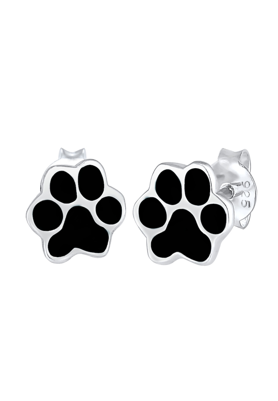 Elli Damskie kolczyki wkrętki łapki zwierzę pies kot filigranowe z emalią w srebrze 925 Sterling Silver Kolczyki 1 ct